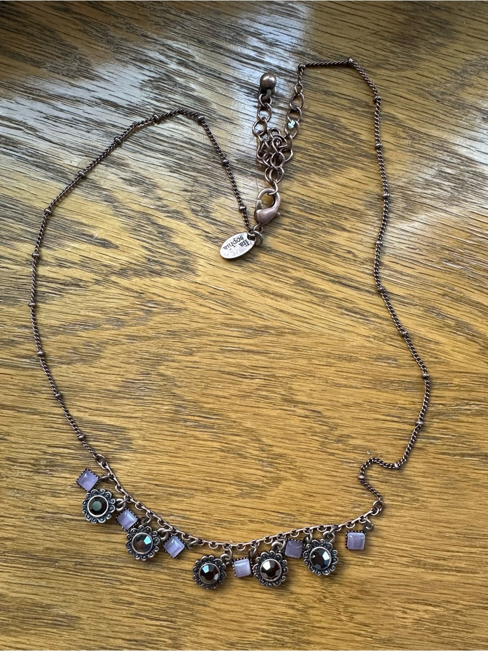 Lia Sophia necklace rose gold tone with iridescent and pink accents ‘sashay’ - Picture 6 of 6